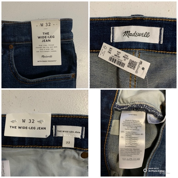 Madewell The Wide-Leg Jean in Patterson Wash Size 32 FLAW - Picture 13 of 17